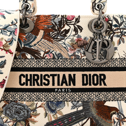Christian Dior Canvas Embroidered Jardin D'Hive Medium Lady D-Lite Ecru Multicolor 7 of 12