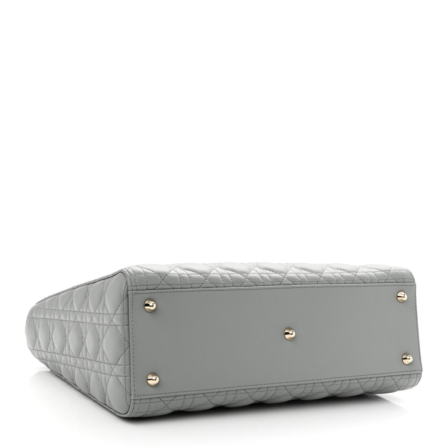 Lambskin Cannage Large Lady Dior Stone Grey