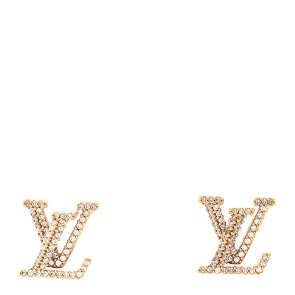 Louis Vuitton Metal Crystal LV Iconic Earrings Gold 1 of 6
