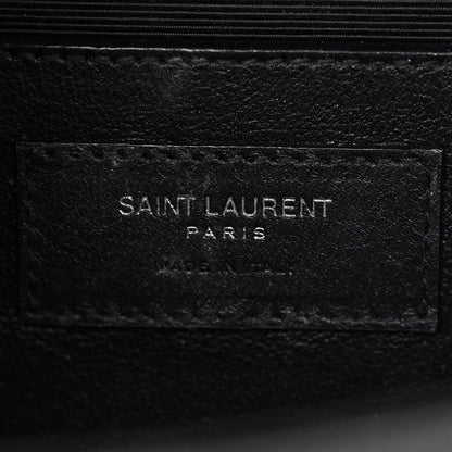 Saint Laurent Grain De Poudre Textured Mixed Matelasse Triquilt Medium Monogram Satchel Black 6 of 13