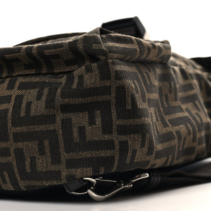 Fendi Recycled Fabric Jacquard Vitello Astro FF 1974 Small Fendiness Backpack Tobacco Moro Black 10 of 10
