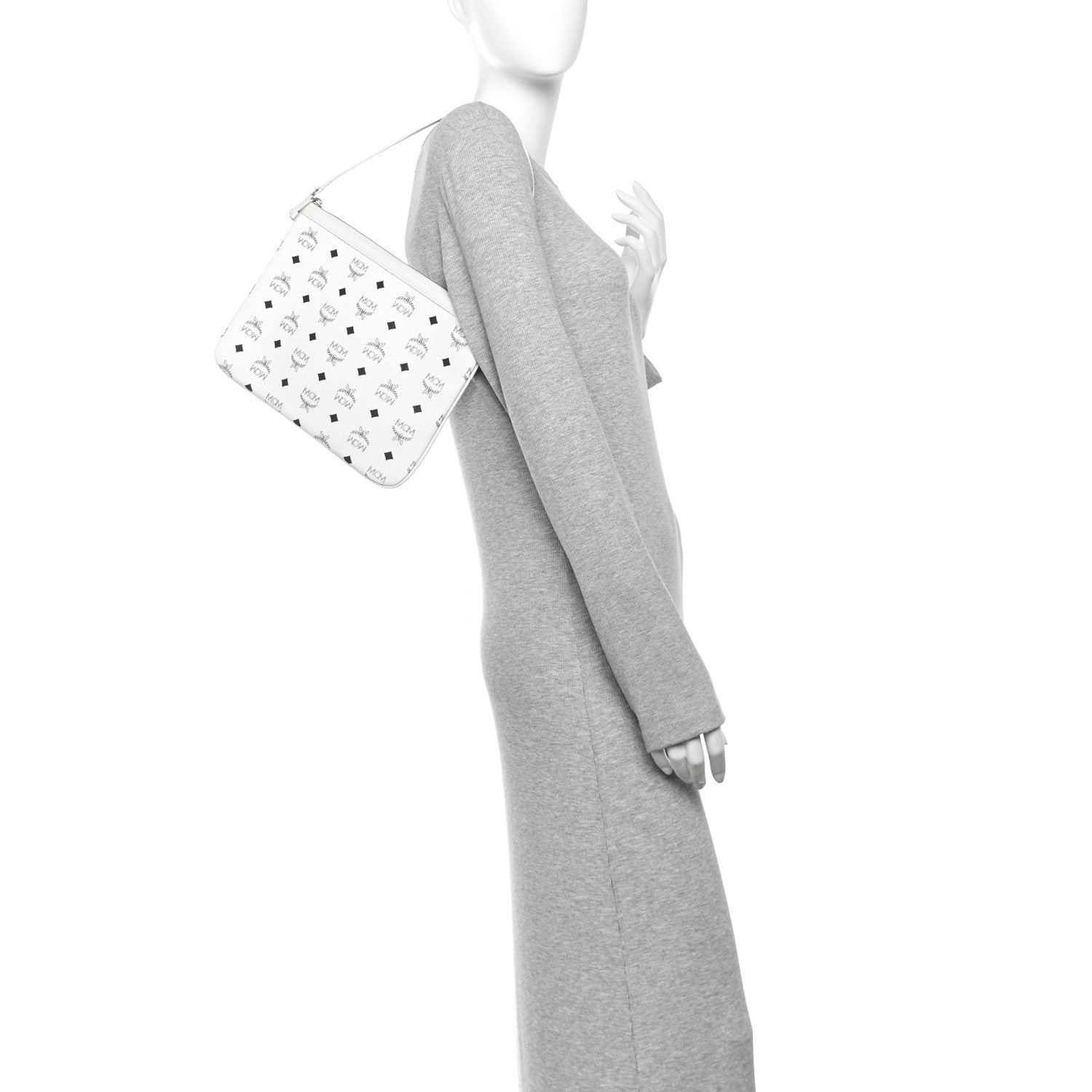 MCM Visetos Liz Shopper Tote Pouch White 2 of 8