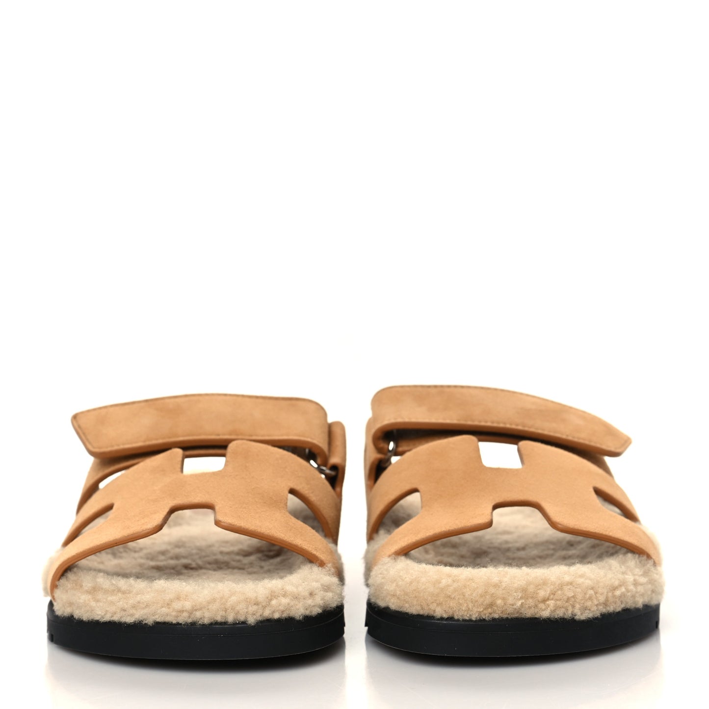 Suede Goatskin Woolskin Womens Chypre Sandals 36.5 Golden Beige