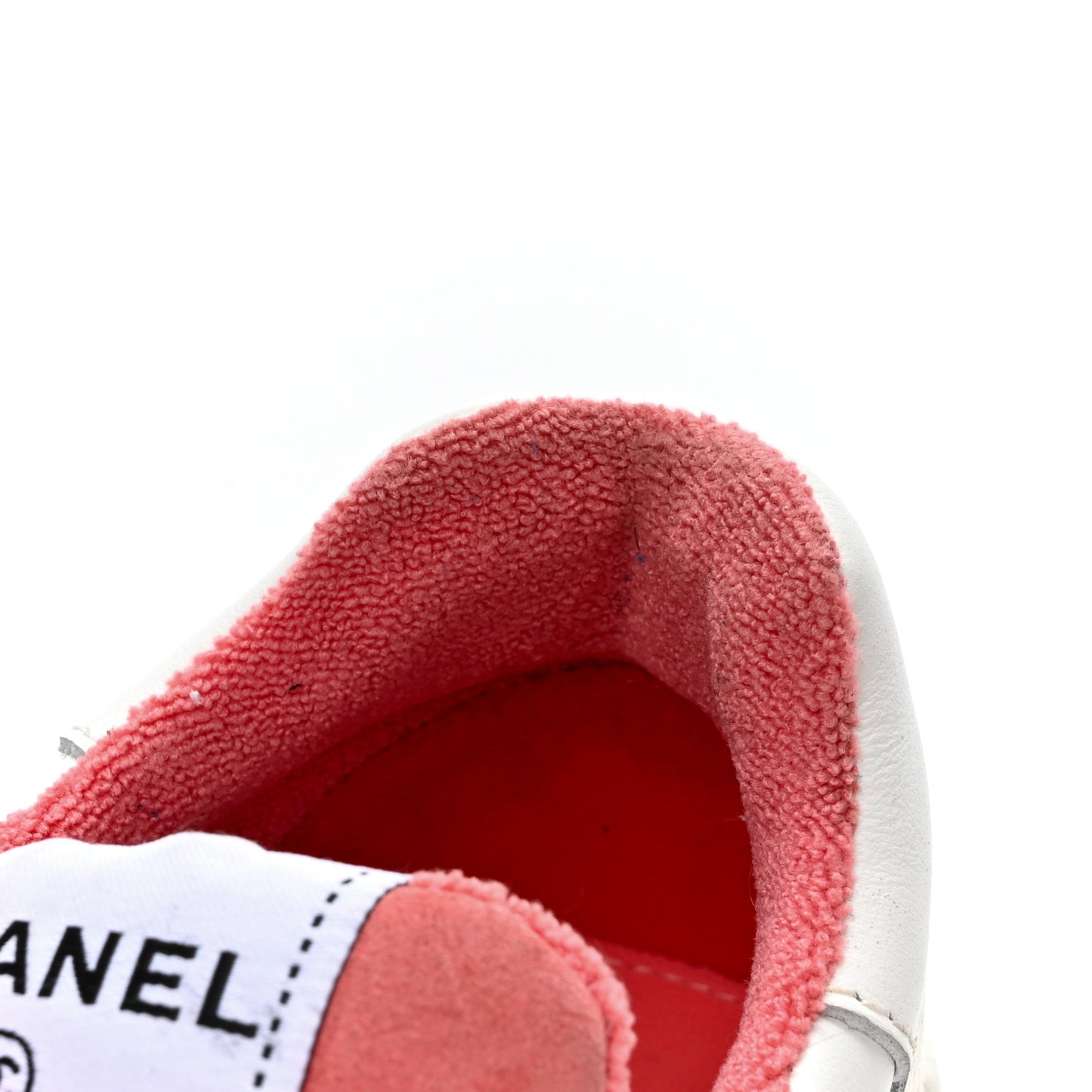 Grained Calfskin Fabric Womens Logo Sneakers 35 White Red