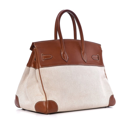 Hermes Toile Barenia Birkin 35 Fauve 3 of 45