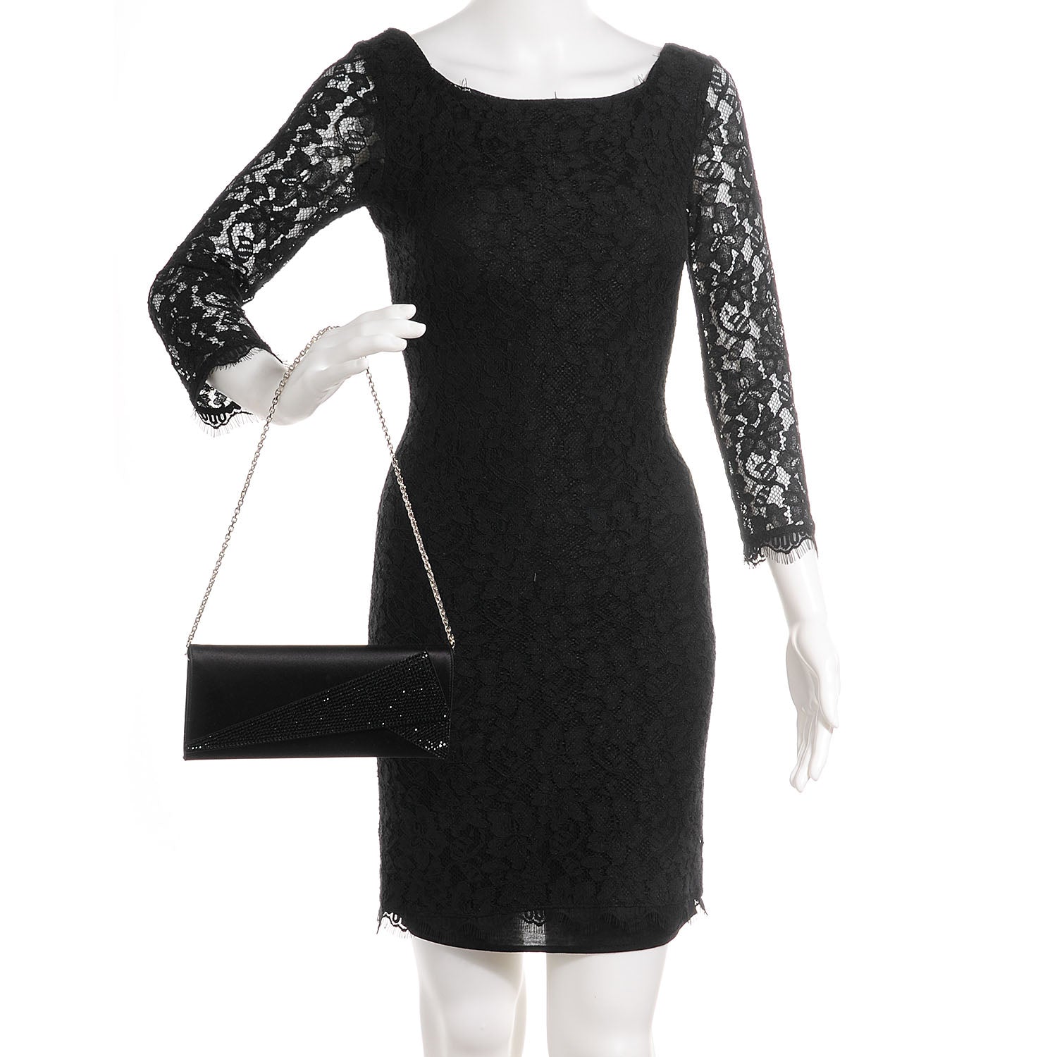 Judith Leiber Crystal Satin Soft Clutch Black 2 of 6