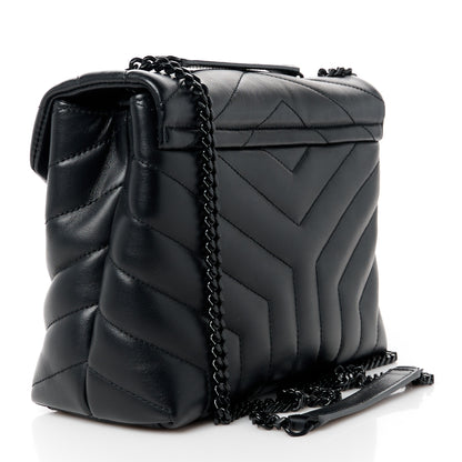 Saint Laurent Calfskin Y Quilted Monogram Monochrome Small Loulou Chain Satchel Black 3 of 12