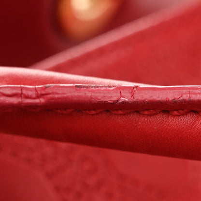 Christian Dior Lambskin Embossed Cannage Handbag Red 11 of 11