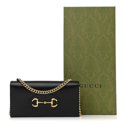 Gucci Boarded Plutone Calfskin Horsebit 1955 Wallet On Chain Black 12 of 12