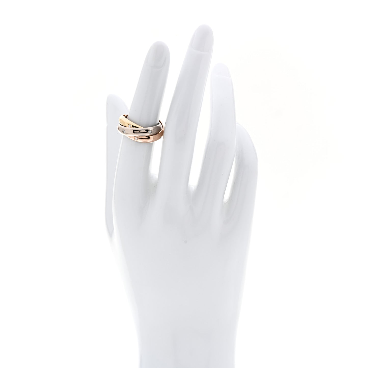 18K Pink Yellow White Gold Diamond Trinity Ring 51 5.75