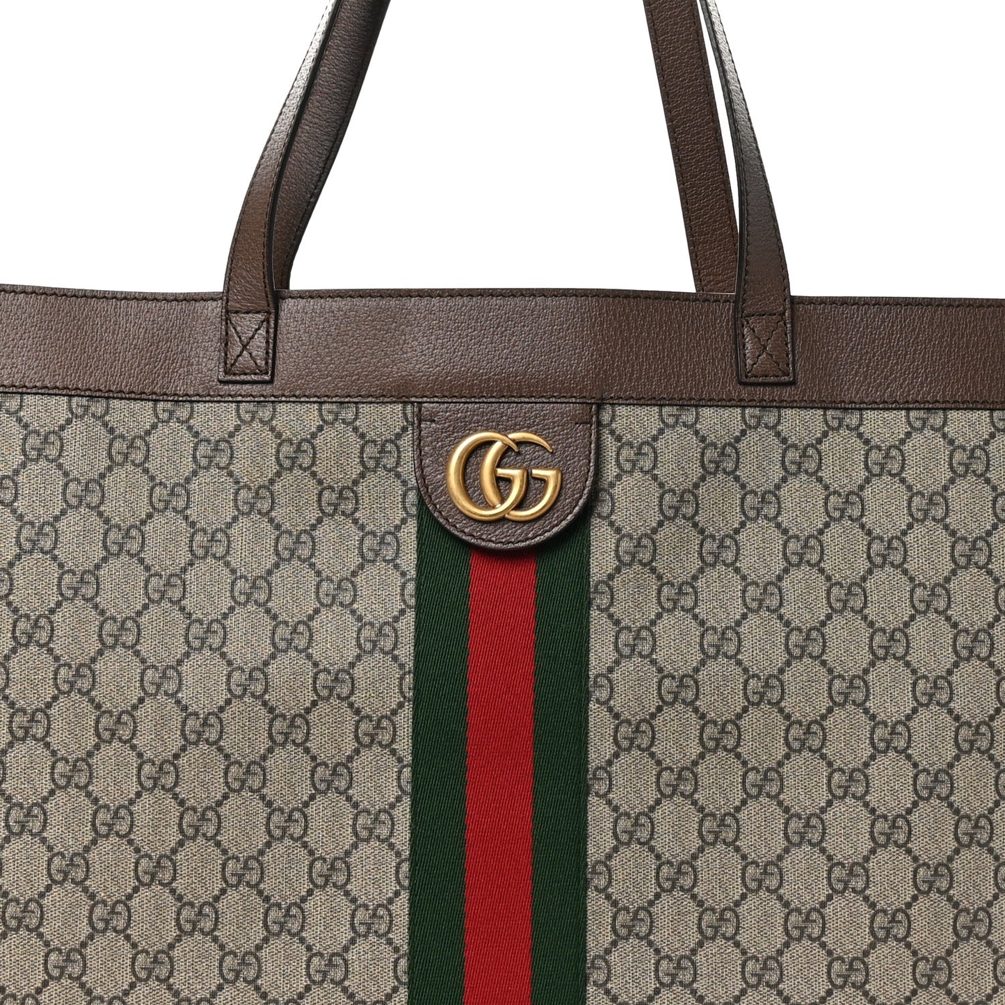 GG Supreme Monogram Web Ophidia Tote Brown