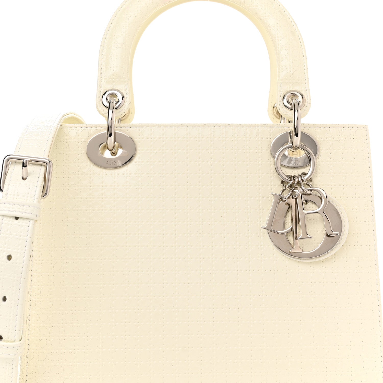Christian Dior Patent Micro-Cannage Medium Lady Dior White 8 of 12