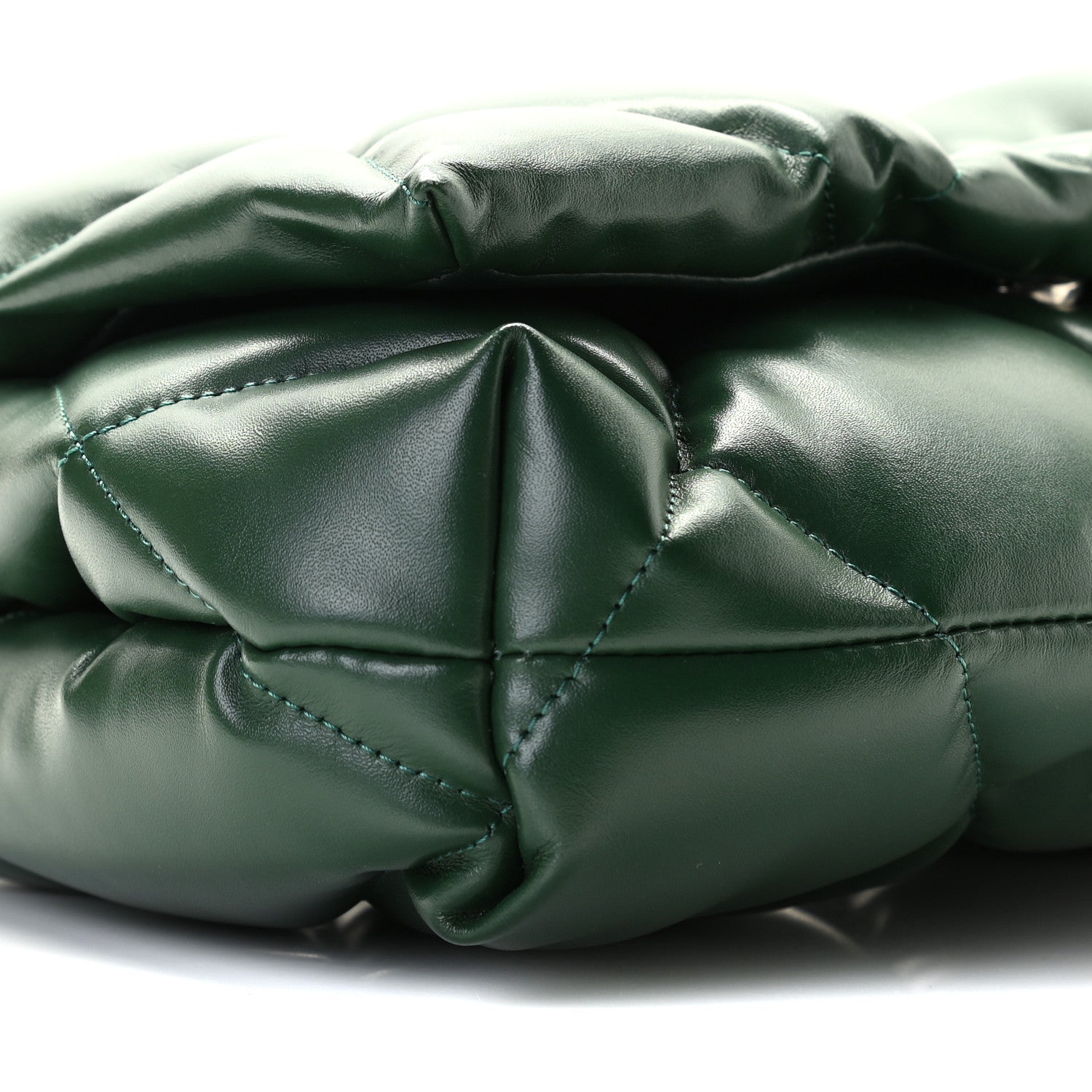 Balenciaga Nappa Calfskin Quilted Touch B Puffy Clutch Forest Green 7 of 9
