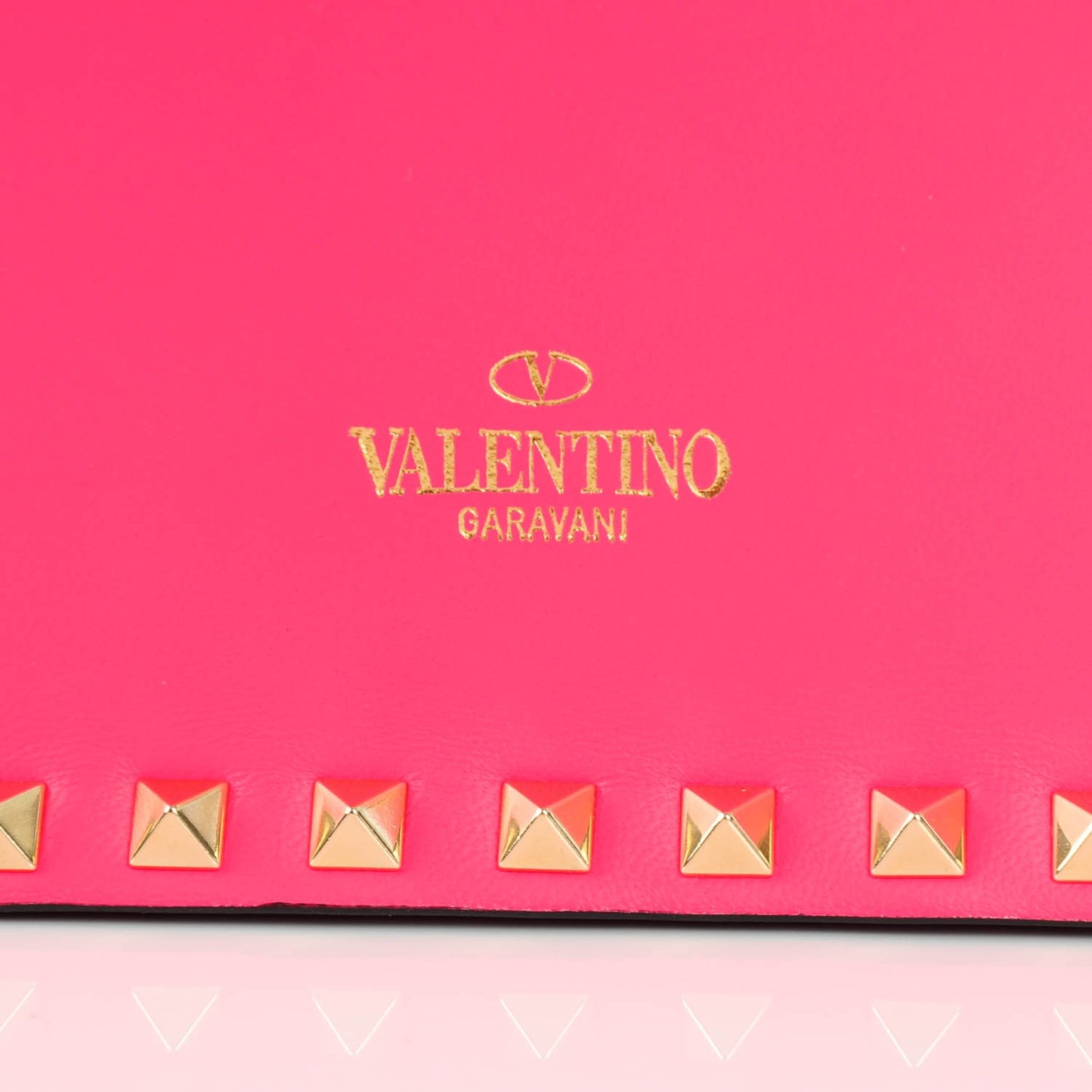 Nappa Rockstud Wristlet Clutch Fuxia Fluo