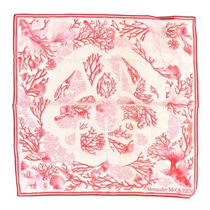 Alexander McQueen Modal Silk Under The Sea Scarf Coral 1 of 3