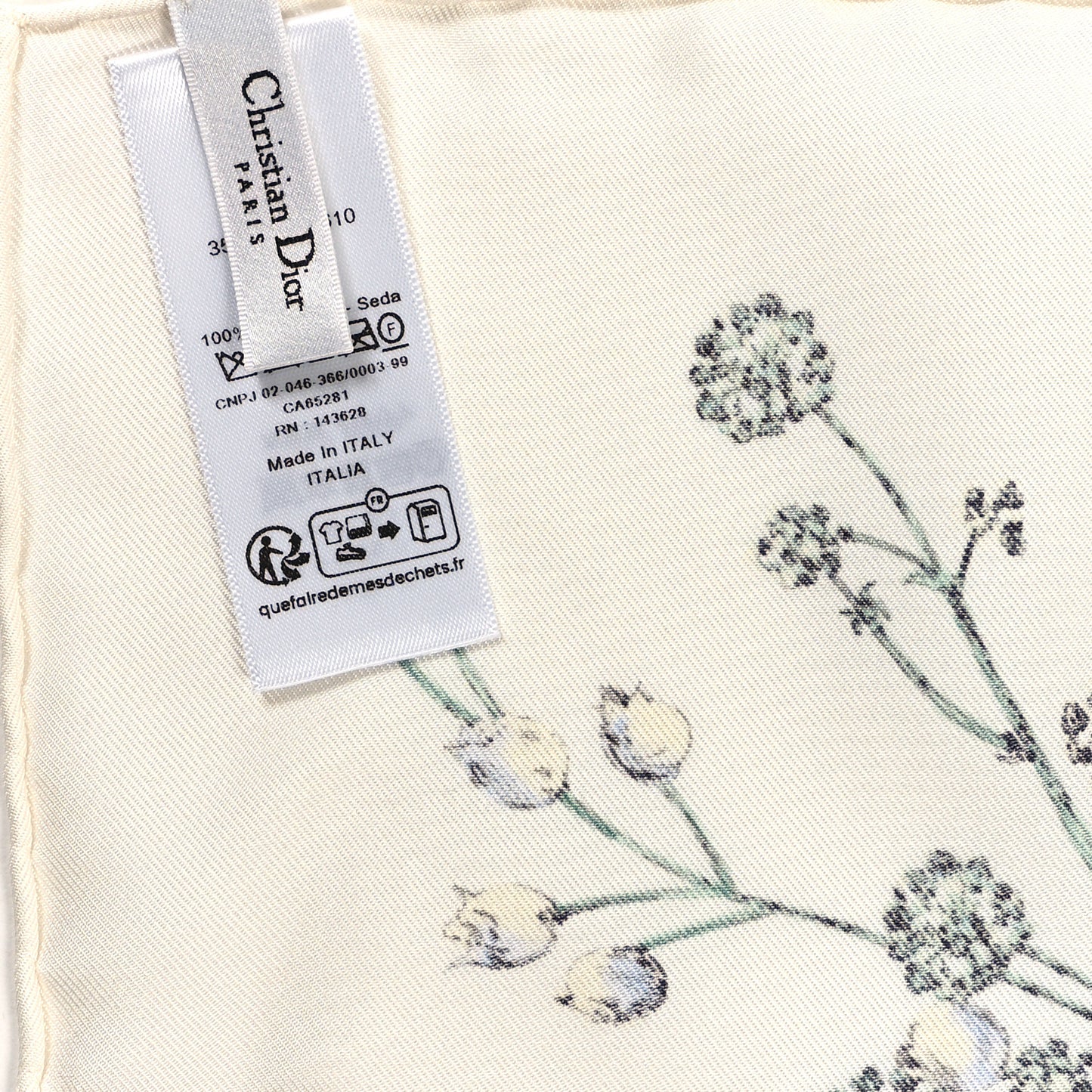 Silk D Floral 90 Square Scarf White Blue Multicolor