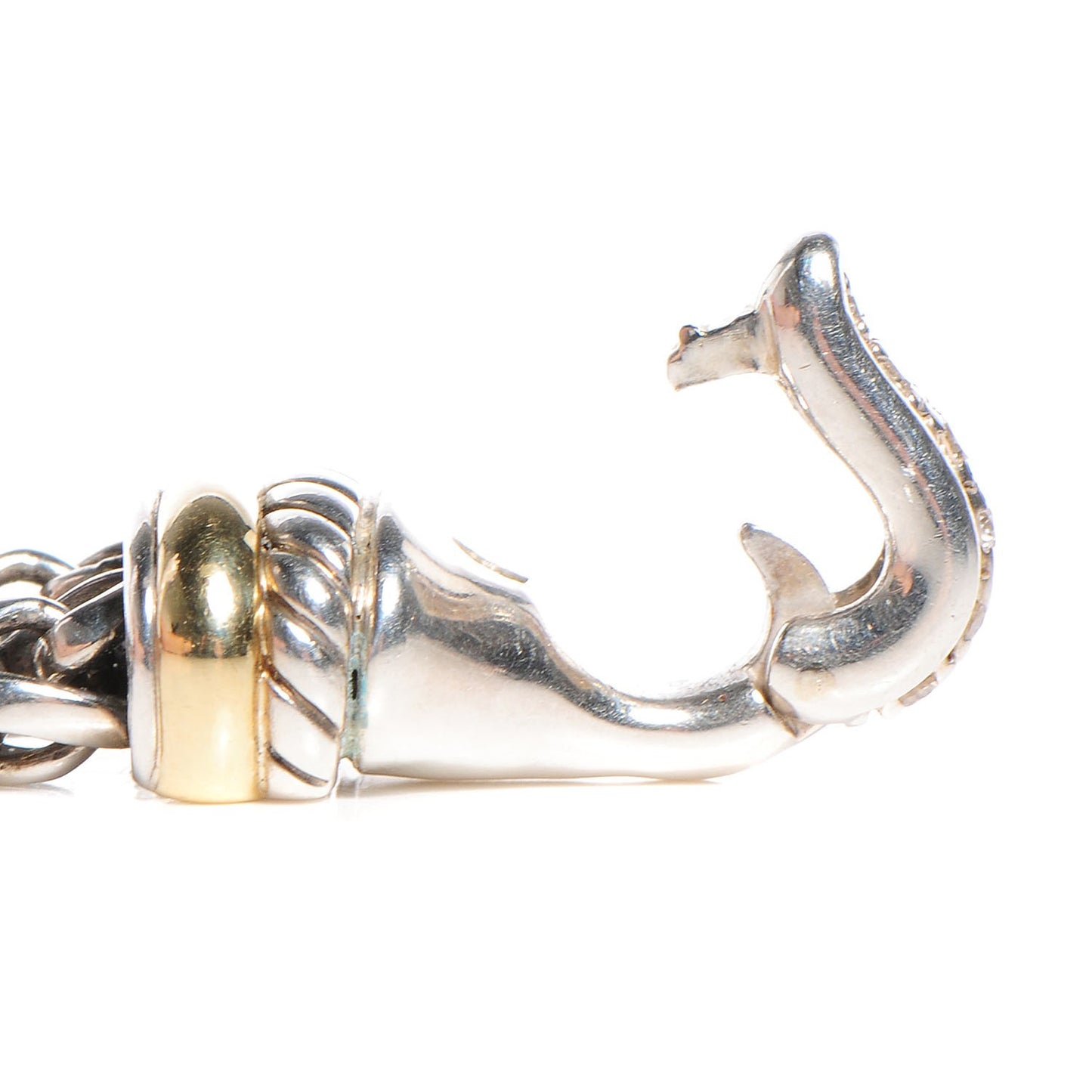 Sterling Silver 18K Gold Diamond Double Wheat Buckle Bracelet