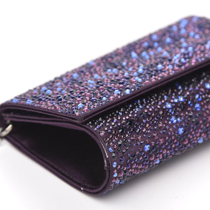 Judith Leiber Satin Crystal Chain Clutch Purple 7 of 9