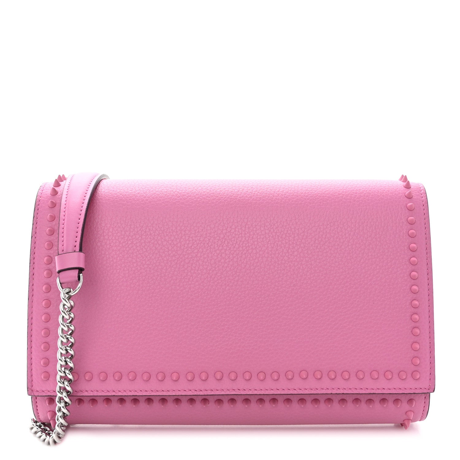 Christian Louboutin Grained Calfskin Spikes Paloma Clutch Pink 2 of 10