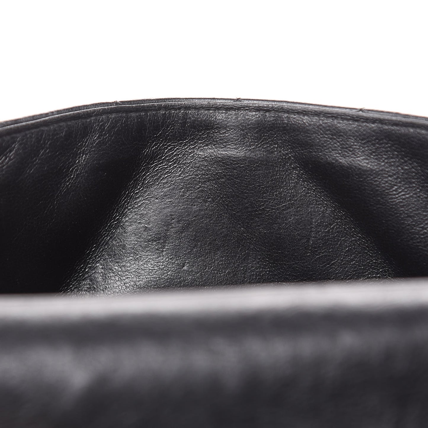 Crumpled Calfskin Quilted Mini Rectangular Flap So Black