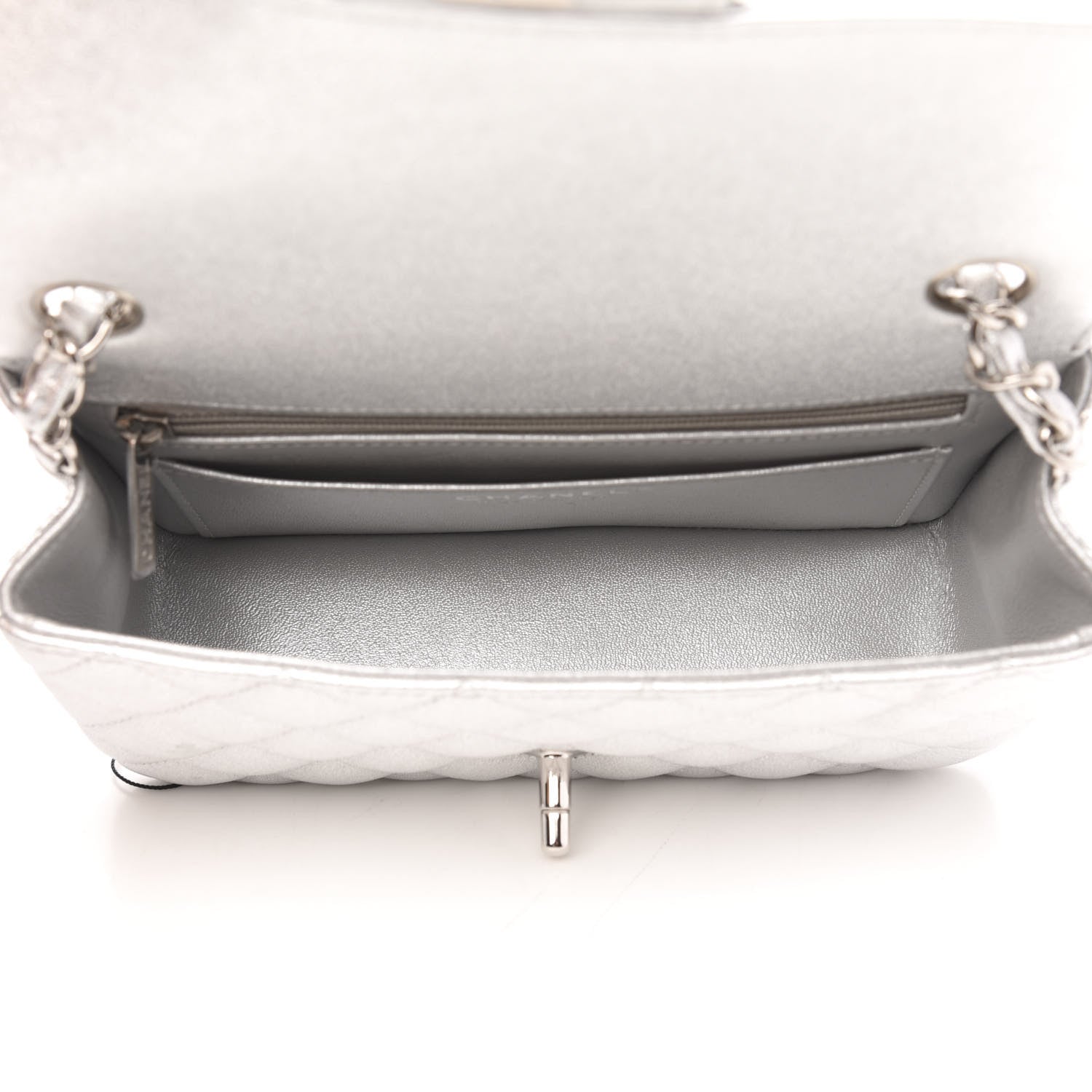 Chanel Metallic Lambskin Quilted Mini Rectangular Flap Silver 5 of 10