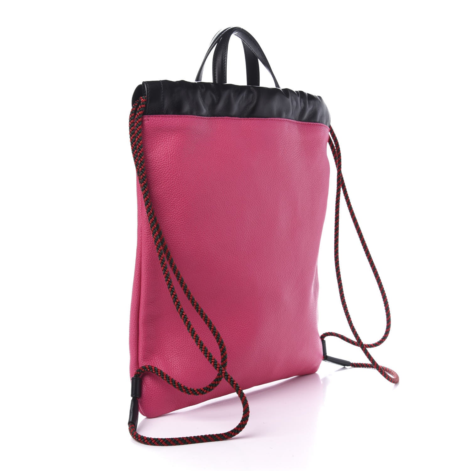 Gucci Grained Calfskin Logo Drawstring Backpack Box Pink Green Black 3 of 12