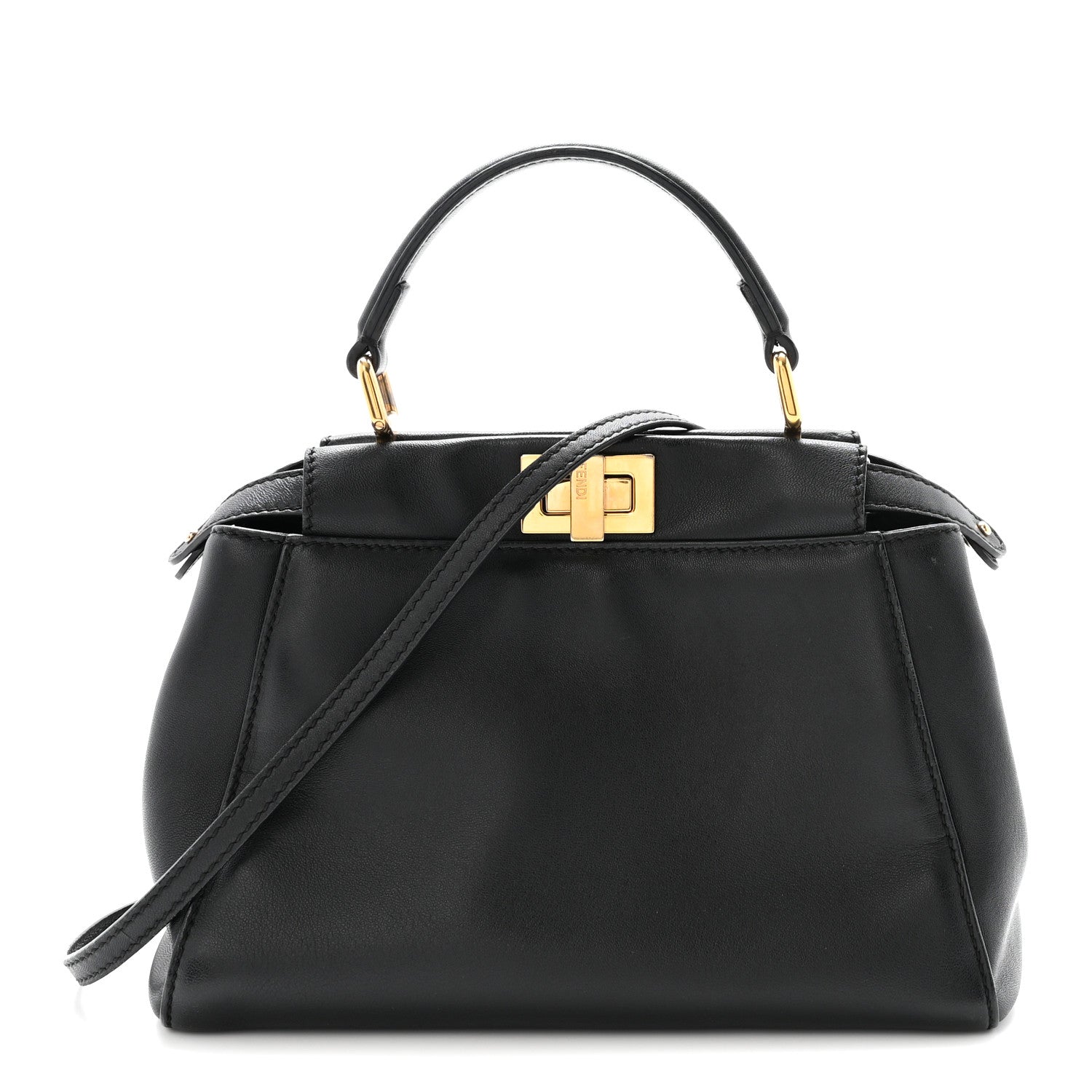 Fendi Nappa Mini Peekaboo Iconic Satchel Black 1 of 10