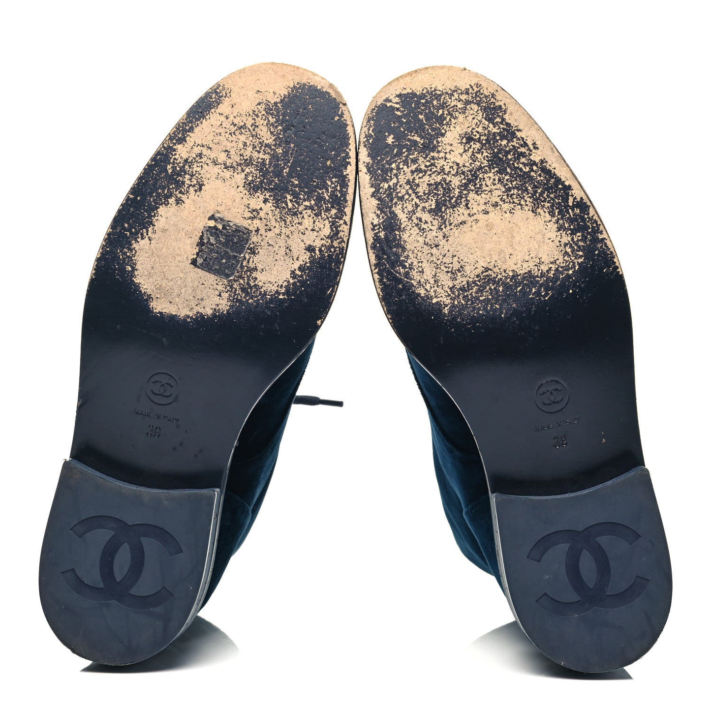 Velvet Patent Cap Toe CC Lace Up Combat Boots 39 Blue Black