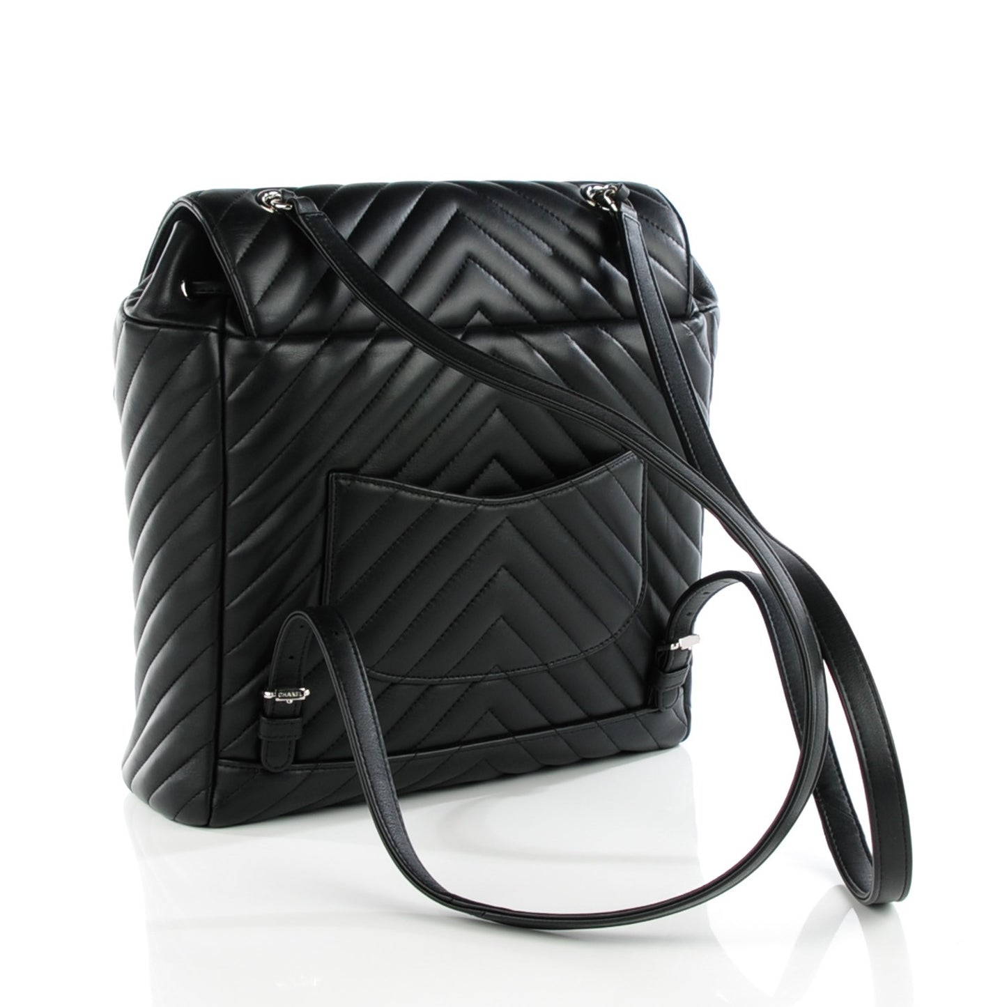 Calfskin Chevron Quilted Large Urban Spirit Backpack Black
