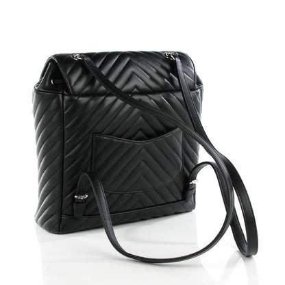 Chanel Calfskin Chevron Quilted Large Urban Spirit Backpack Black 3 of 9