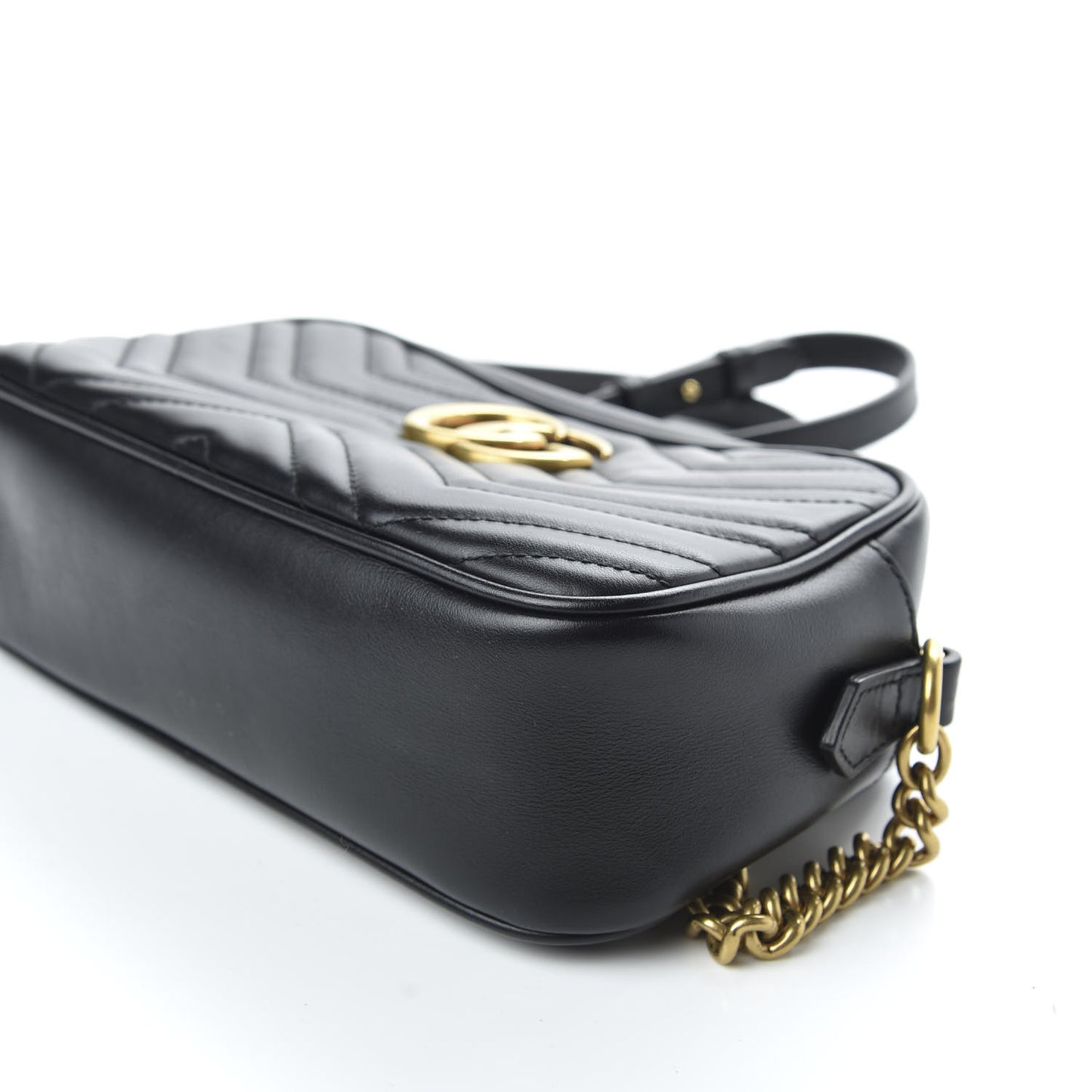 Calfskin Matelasse Small GG Marmont Chain Shoulder Bag Black