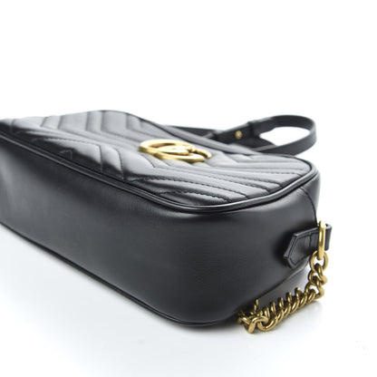 Gucci Calfskin Matelasse Small GG Marmont Chain Shoulder Bag Black 9 of 9