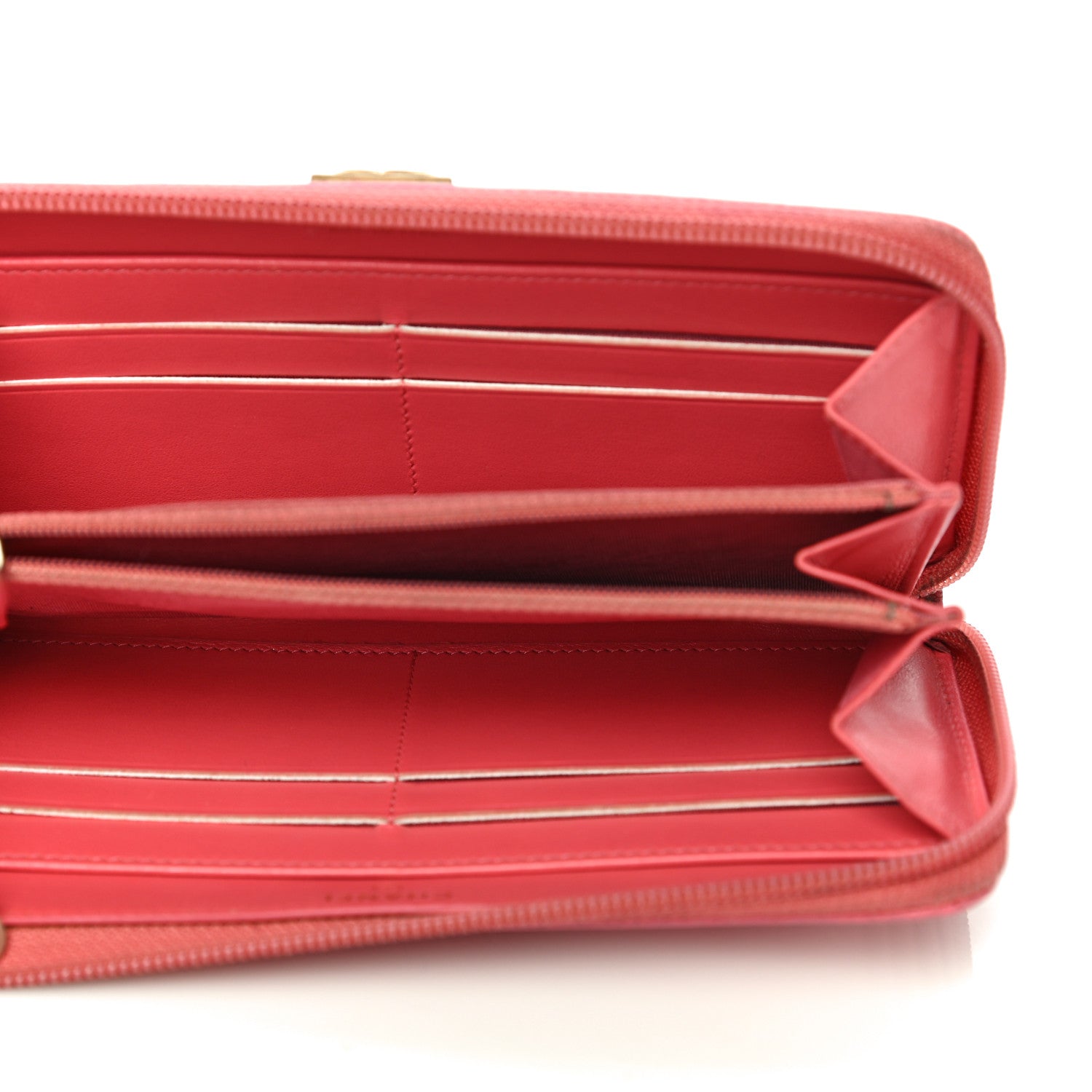 Chanel Caviar Quilted Large Boy Zip Around Wallet Coral 5 of 24