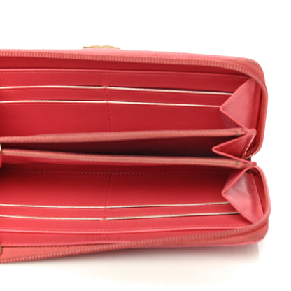 Chanel Caviar Quilted Large Boy Zip Around Wallet Coral 5 of 24