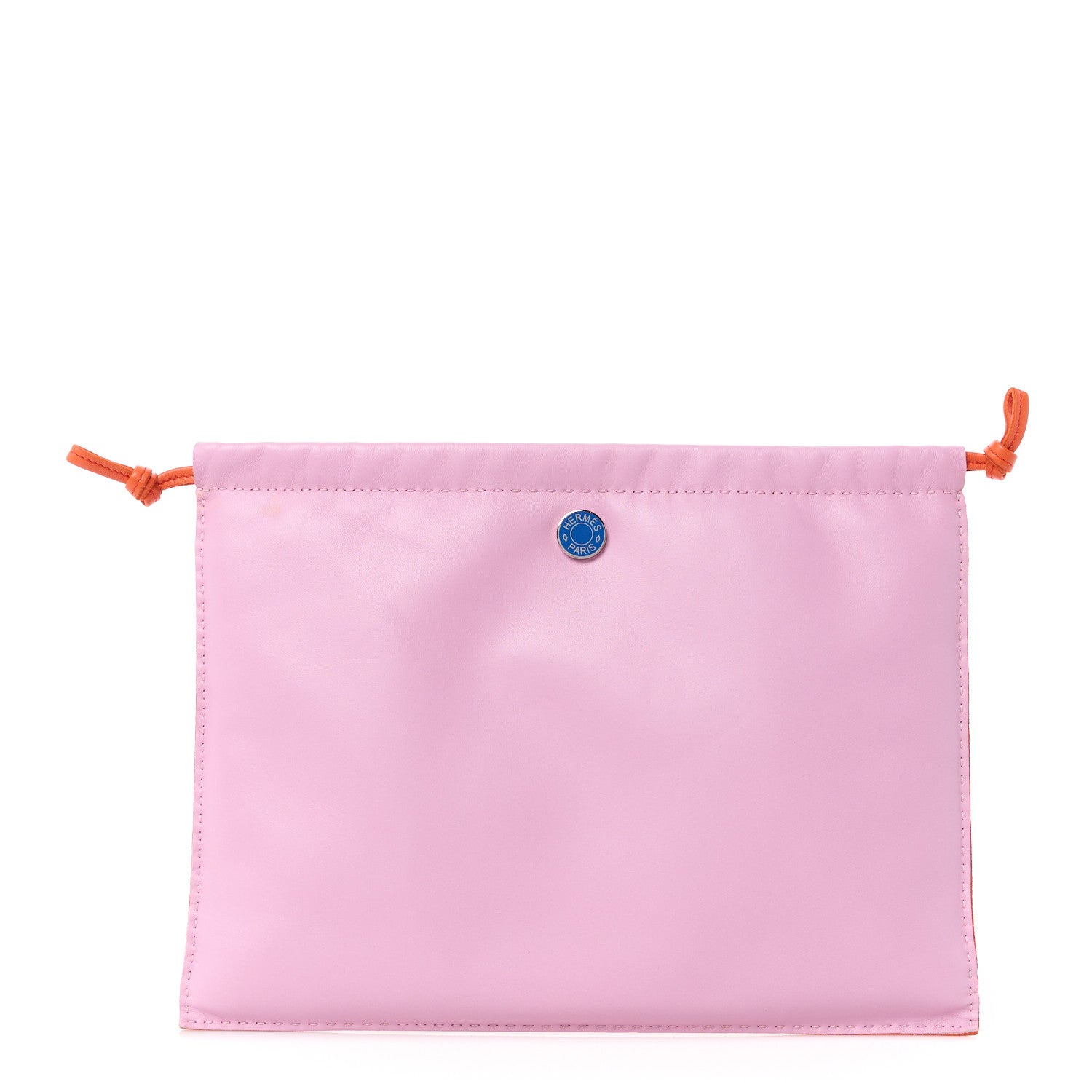 Hermes Milo Lambskin Swift Pilo Pouch Mauve Sylvestre Orange Poppy Bleu De France 1 of 10