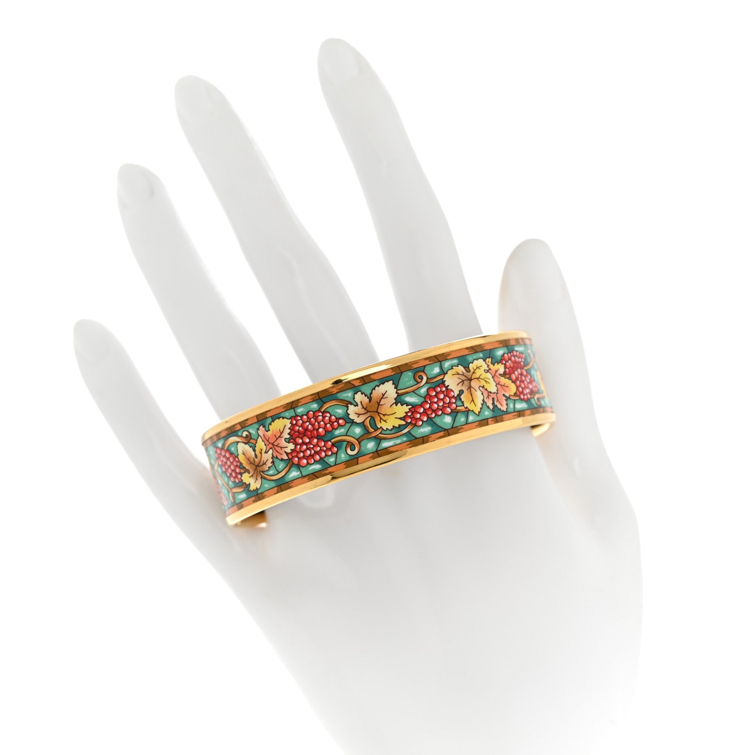 Hermes Enamel Printed Wide Grape Vine Bracelet 70 2 of 5