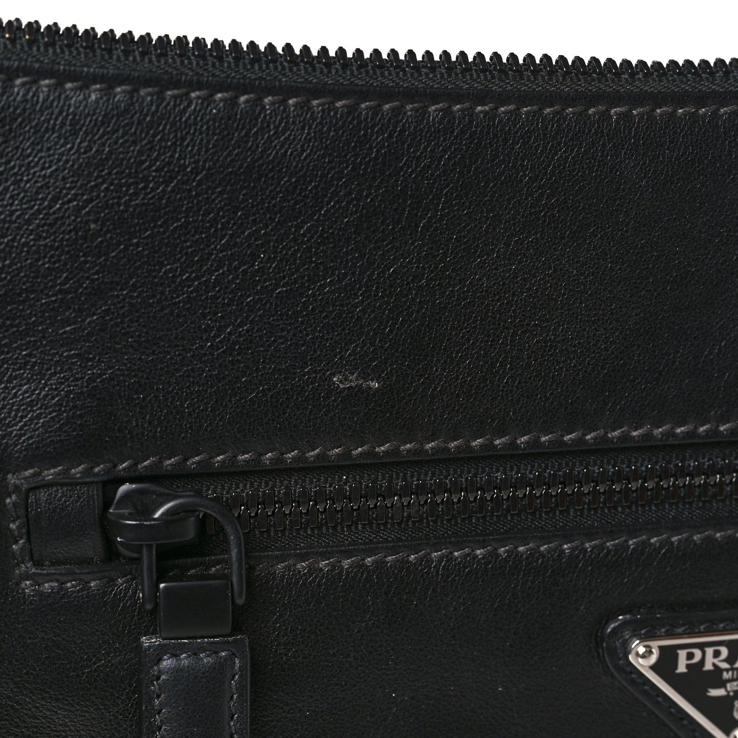 Calfskin Nylon Messenger Bag Black
