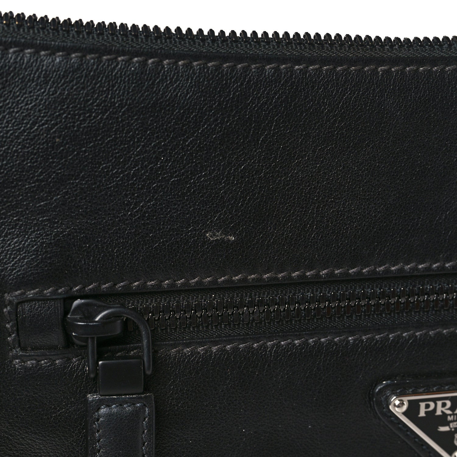 Prada Calfskin Nylon Messenger Bag Black 10 of 10