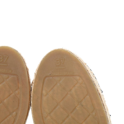 Chanel Tweed Patent Goatskin Sequin CC Espadrilles 37 Black 6 of 12