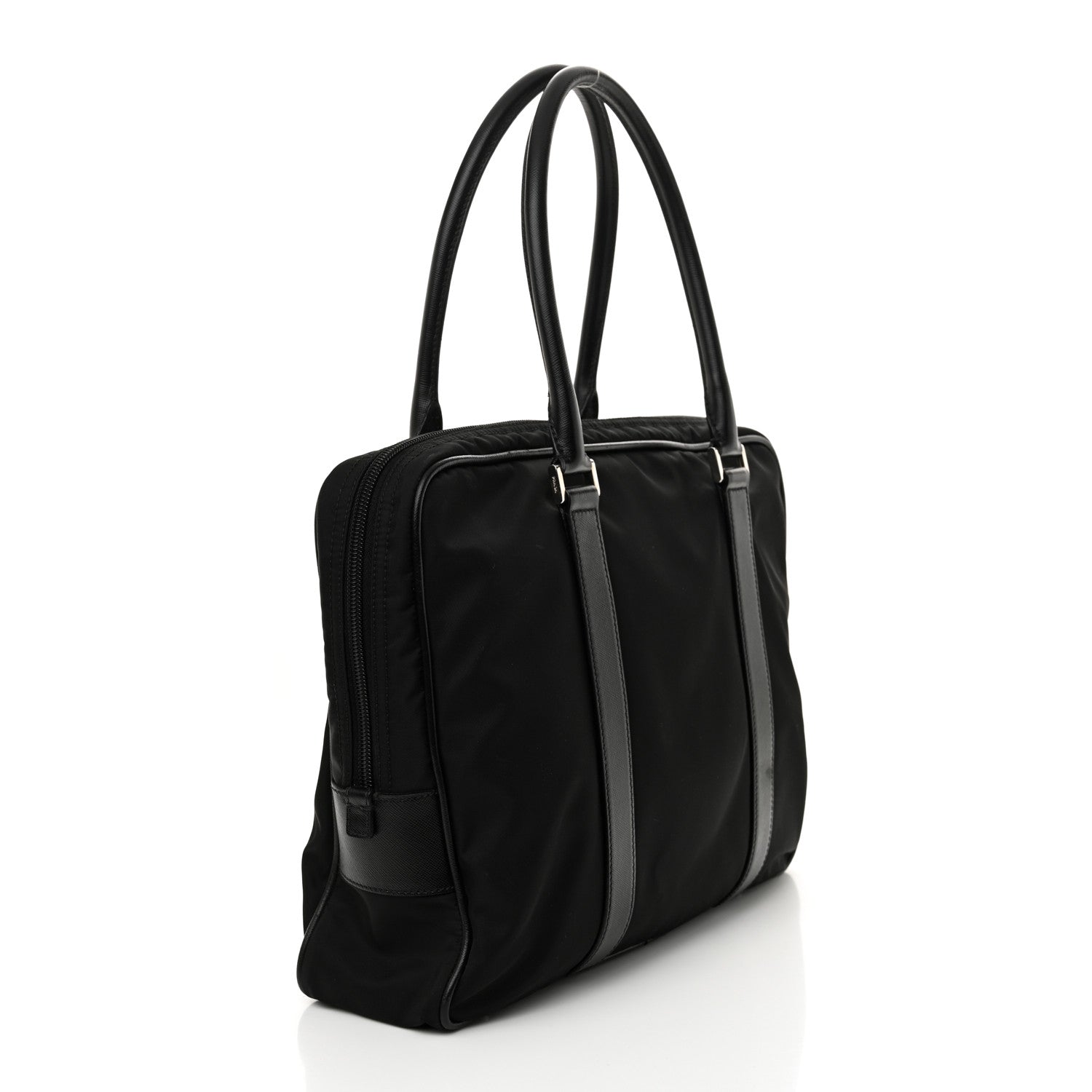 Prada Tessuto Nylon Saffiano Metal Triangle Logo Work Bag Black 3 of 10