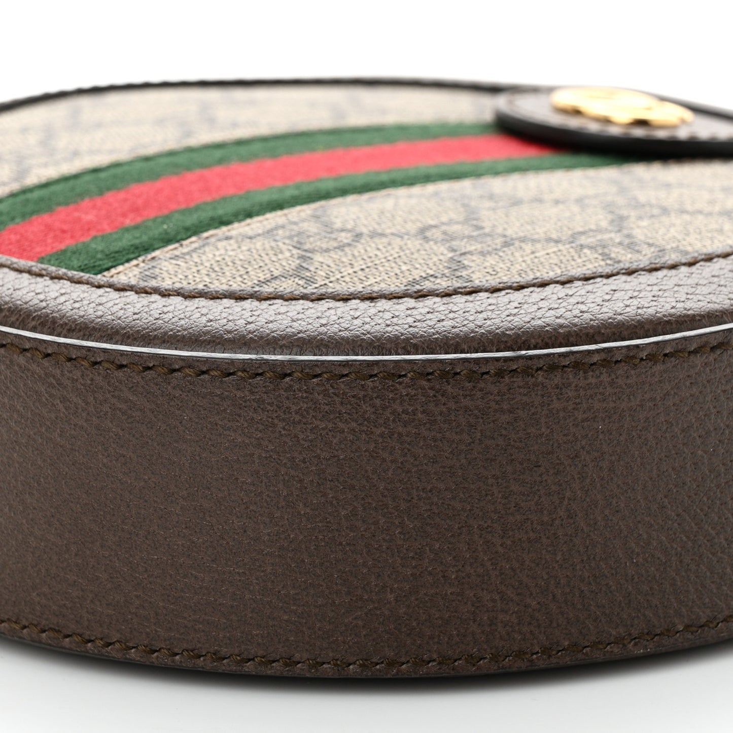 GG Supreme Monogram Web Mini Ophidia Round Shoulder Bag Brown