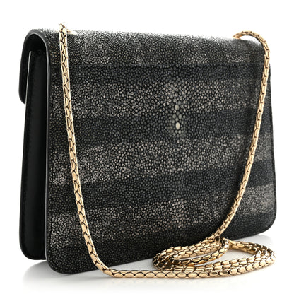 Bulgari Galuchat Striped Serpenti Forever Crossbody Bag Black Grey 3 of 10