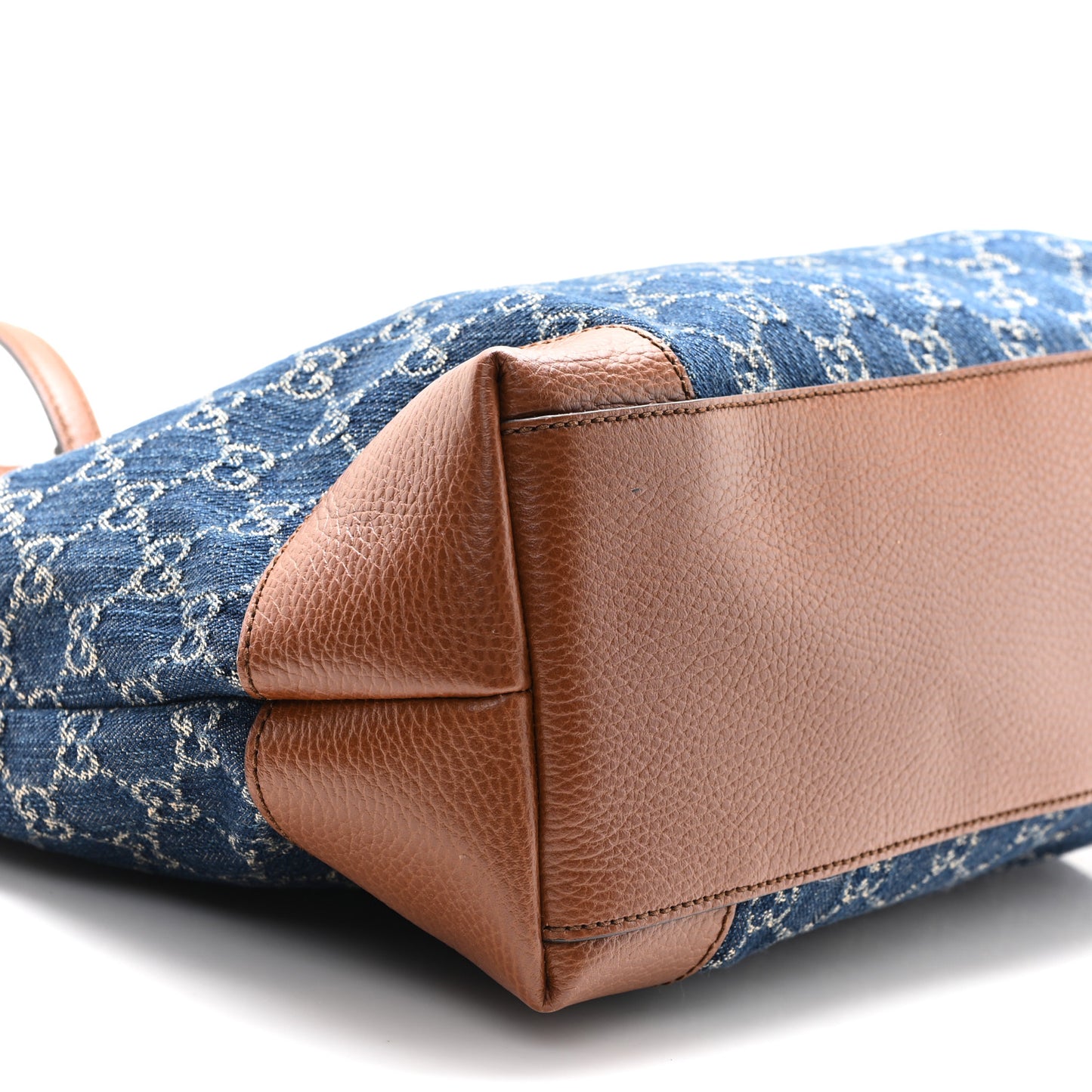 New Denim GG Monogram Medium Ophidia Shopping Tote Blue Tea Cuir