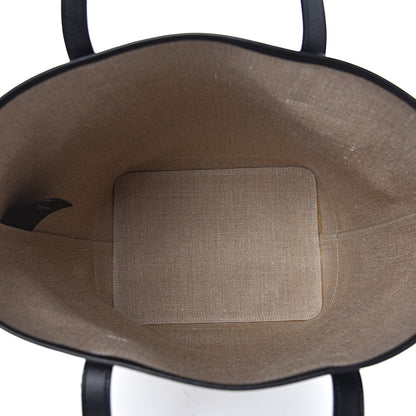 Saint Laurent Canvas Calfskin Teddy Drawstring Shopping Tote White Black 9 of 16