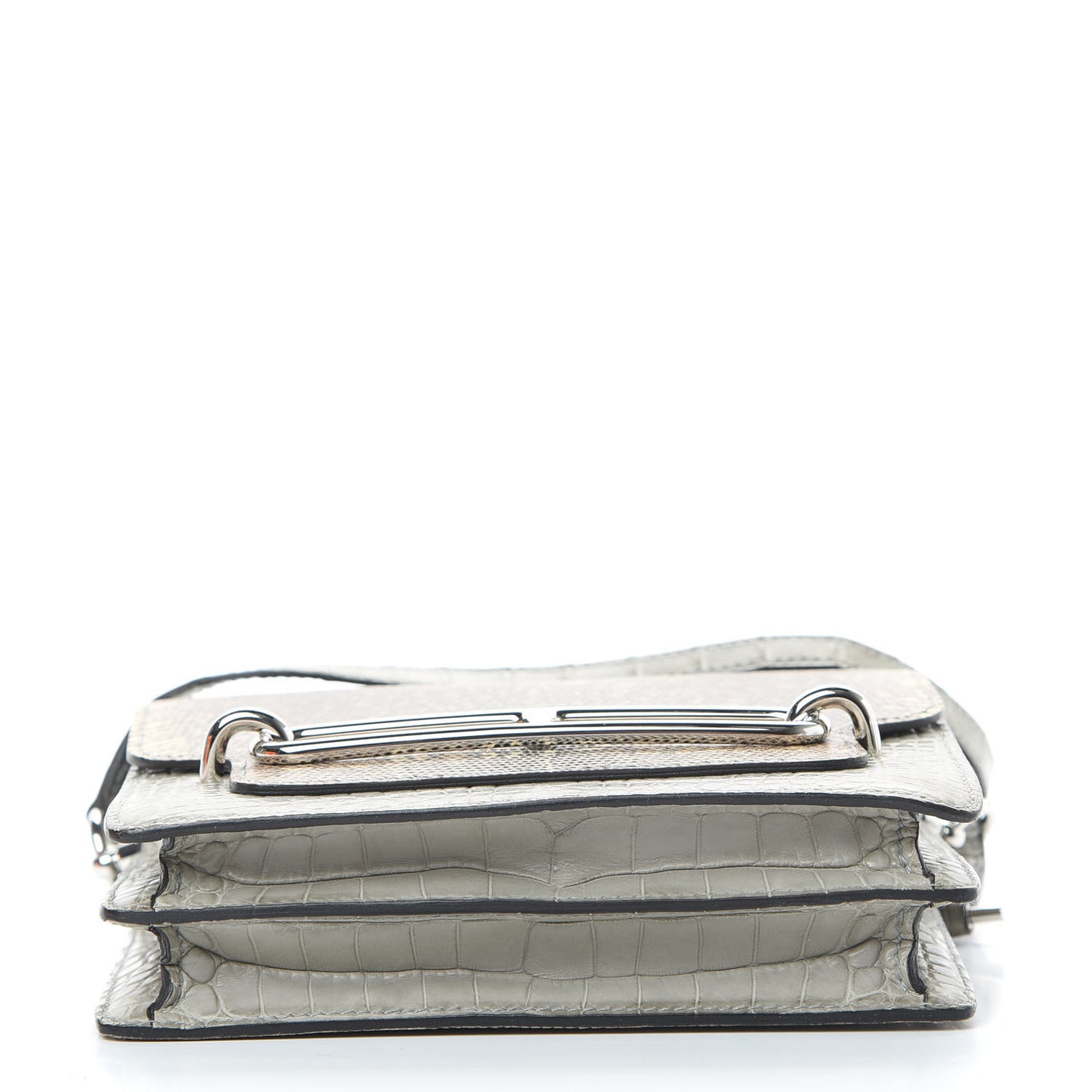 Matte Alligator Lizard Mini Sac Roulis Ombre Gris Perle