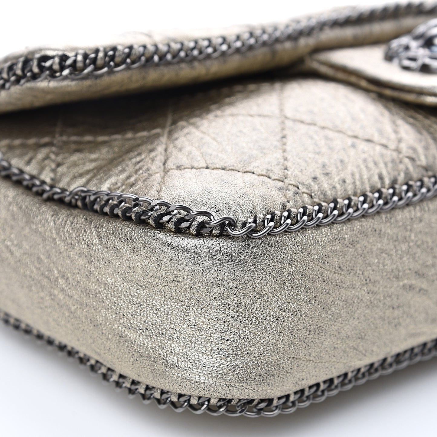 Distressed Lambskin Medium Leo Lion Flap Metallic