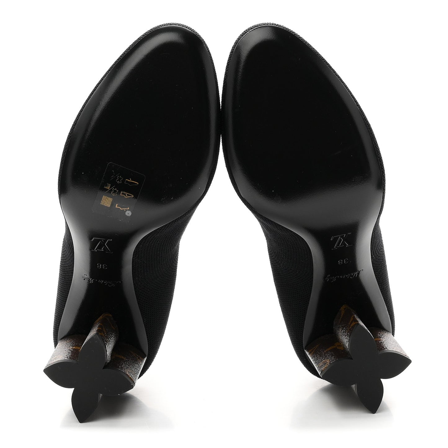 Monogram Stretch Fabric Silhouette Ankle Boots 38 Black