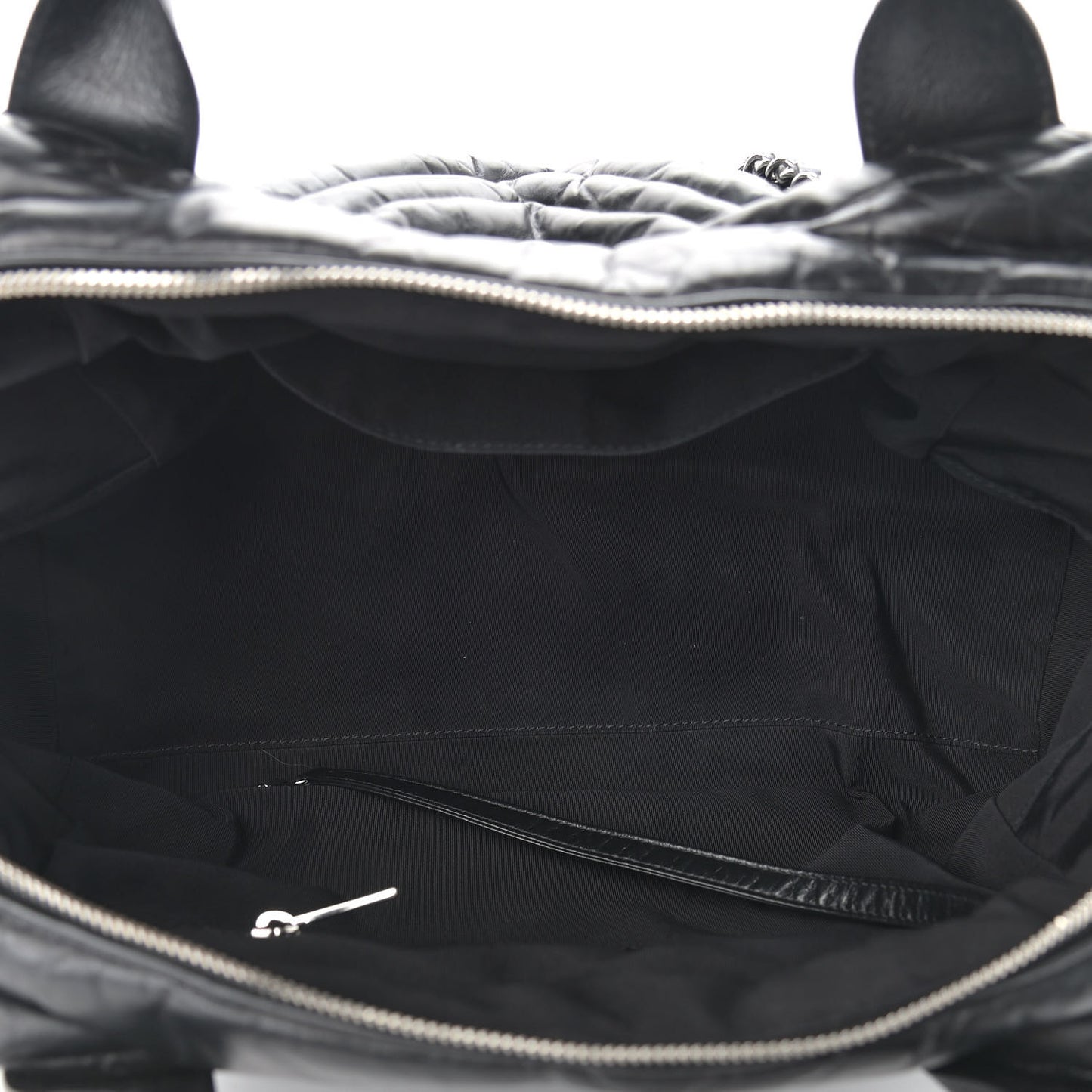 Aged Calfskin Chevron Medium Soft Bowling Bag Black