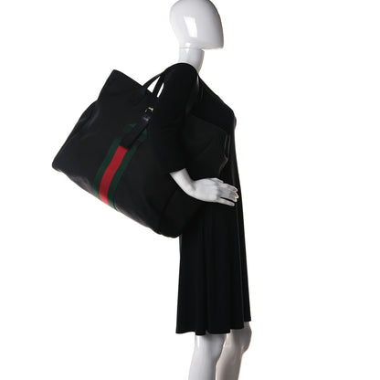Gucci Techno Canvas Web Single Buckle Tote Black 2 of 12