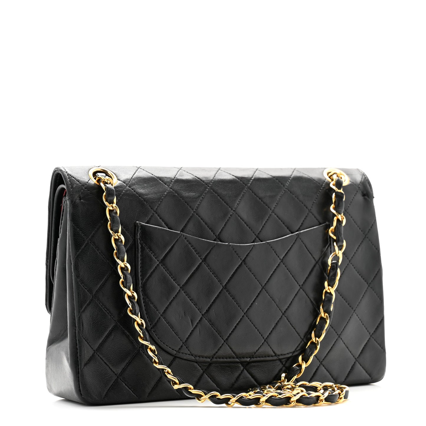Lambskin Quilted Medium Double Flap Black